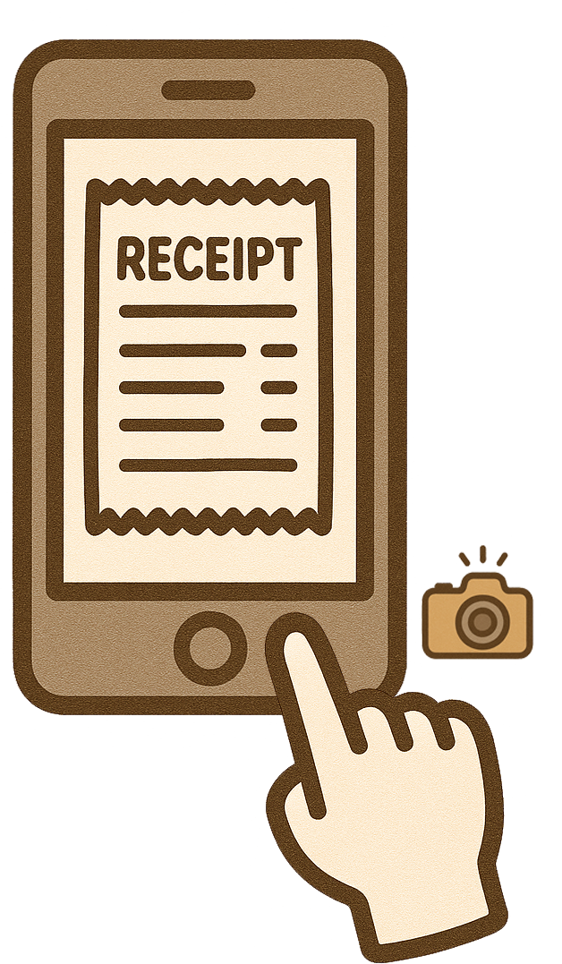 レシート合計金額が3000円以上のレシートをスマホで撮影する。